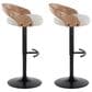LumiSource Grotto Swivel Barstool with Oat Fabric Upholstery in Black and Whitewashed (Set of 2), , large