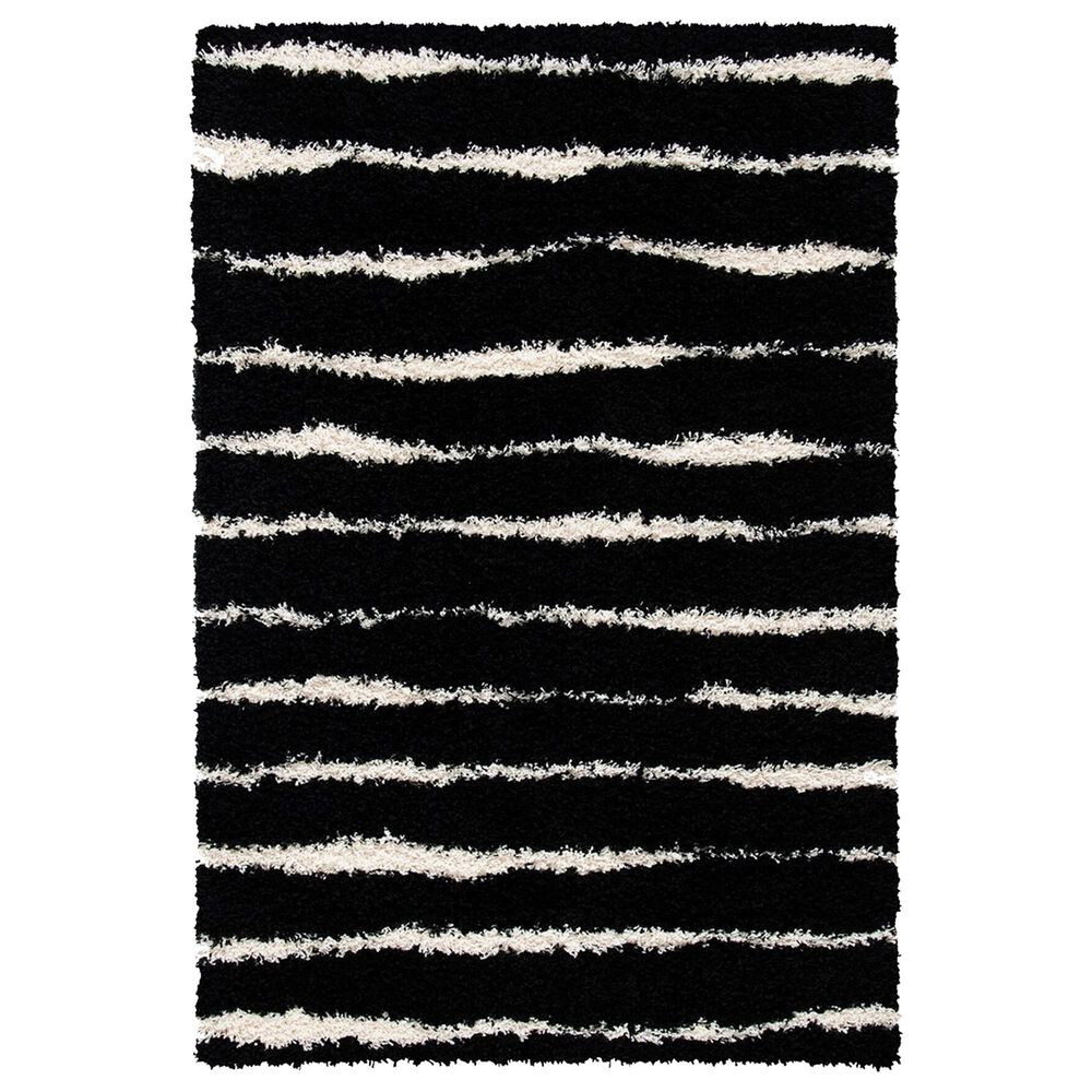 Safavieh Venus Shag VNS603Z 8" x 10" Black and Ivory Area Rug, , large