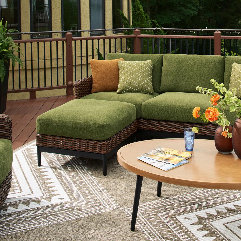 Ashley Horizon Hall Outdoor Ottoman with Cushion in Green, , large