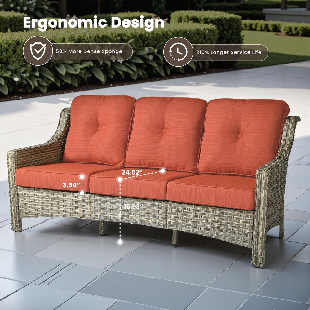HOMLUX 5-Piece Outdoor Conversation Set with Solar Lighting Table in Orange, , large