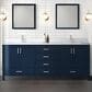 Lexora Home Jacques 80" Double Bathroom Vanity in Navy Blue with 2 cm White Quartz Top and Rectangular Sinks, , large