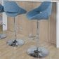 LumiSource Fabrico Swivel Adjustable Bar Stool with Blue Noise Fabric Upholstery and Rounded T Footrest in Chrome (Set of 2), , large