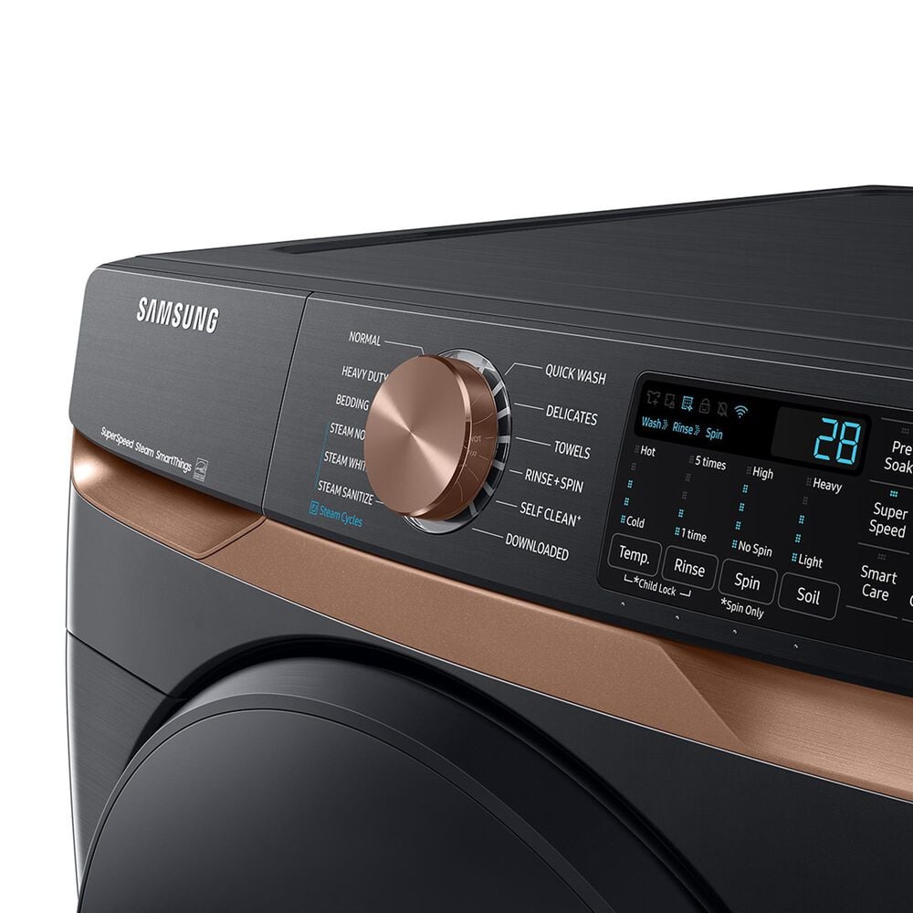 Samsung 5.0 Cu. Ft. Extra Large Capacity Smart Front Load Washer with Super Speed Wash and Steam in Brushed Black, , large