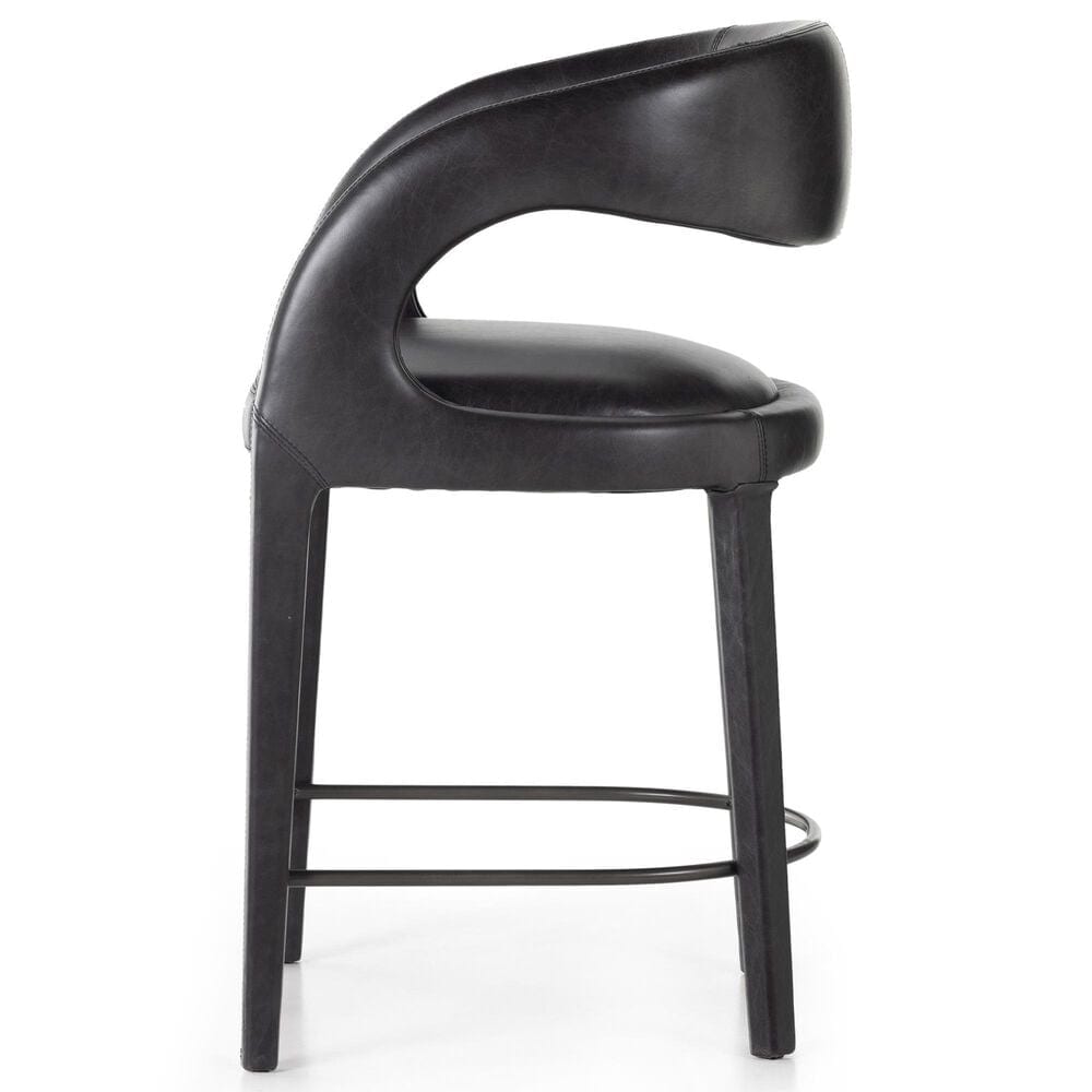 Four Hands Hawkins Counter Stool in Sonoma Black Top Grain Leather, , large