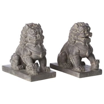 Alfresco Home 2-Piece Foo Dog Patio Statue in Antique Dark Brown, , large