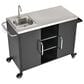 HOMLUX 55.5" Outdoor Kitchen Island with Sink in Black and Stainless Steel, , large