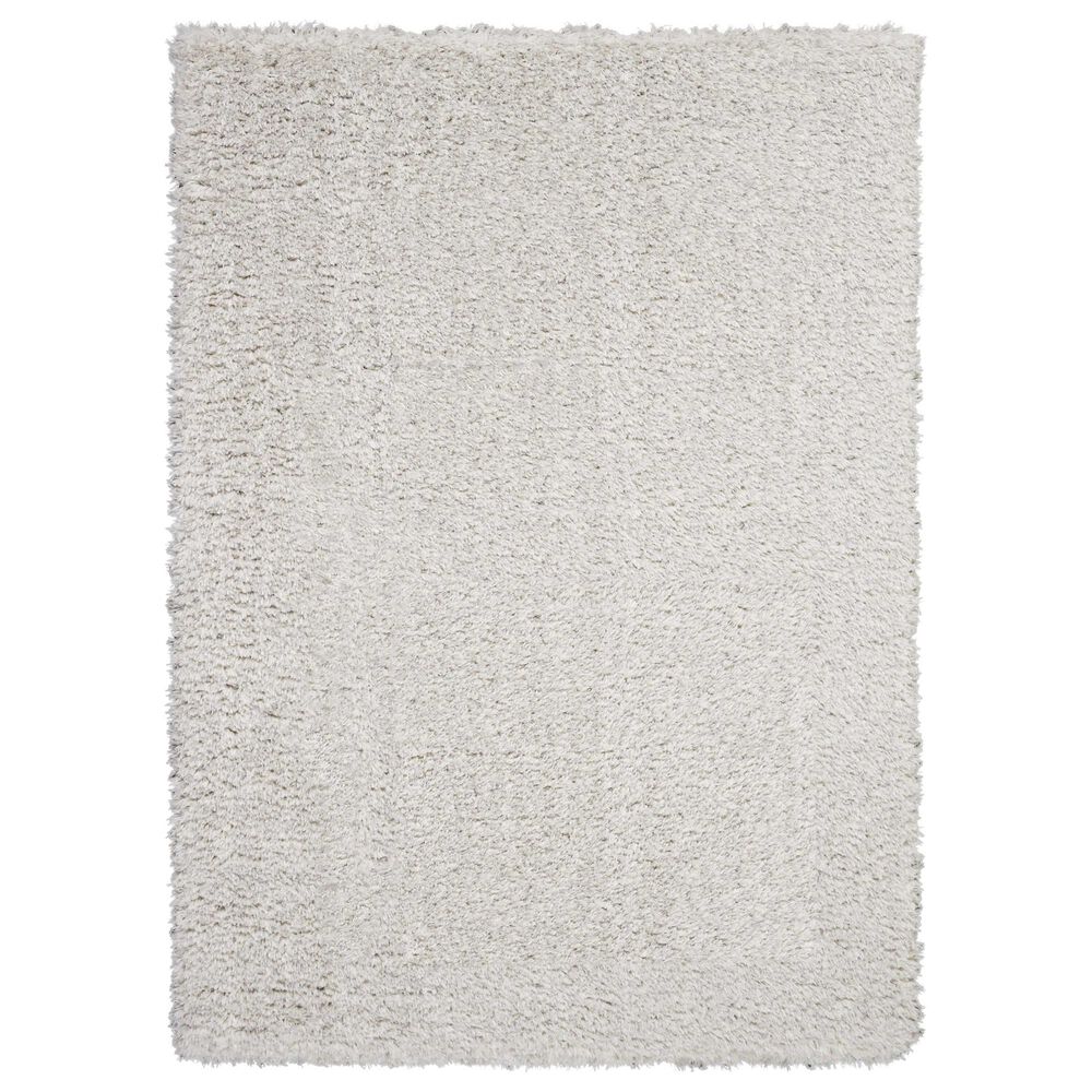 Nourison Luxe Shag LXS01 9" x 12" Light Grey Area Rug, , large
