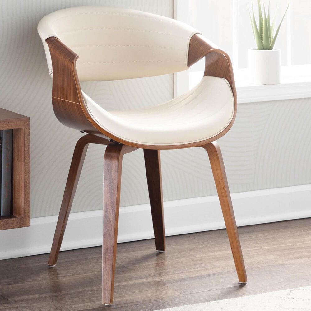 Lumisource Symphony Arm Chair with Cream Cushion in Walnut, , large