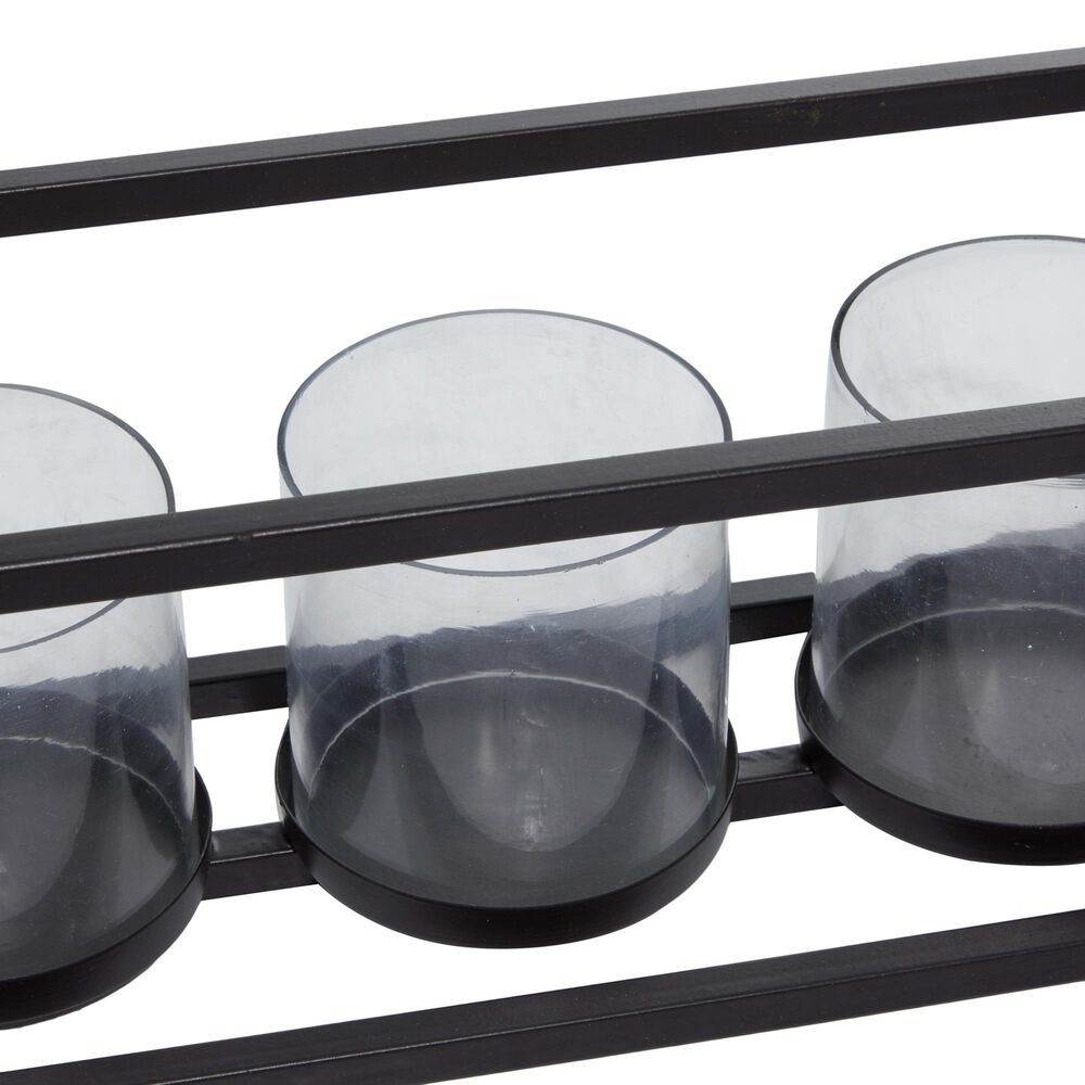 Maple and Jade 5-Glass Sleeve Decorative Candelabra in Matte Black and Clear, , large