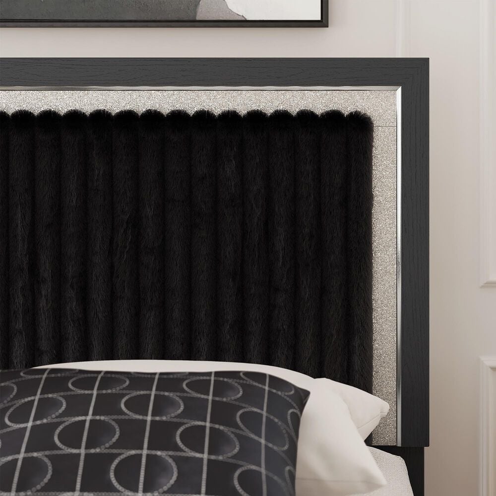 Ashley Zuraleus Queen Upholstered Panel Bed in Matte Black and Chrome, , large