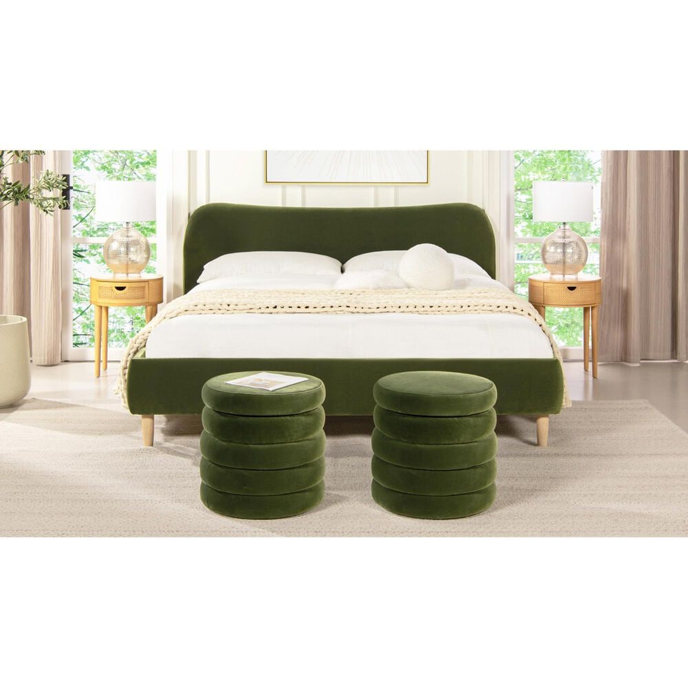 Jennifer Taylor Home Fuji Storage Ottoman in Olive Green, , large