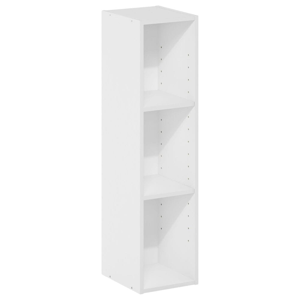 HOMLUX 8" 3-Tier Space Saving Bookcase with Open Adjustable Shelves in White, , large