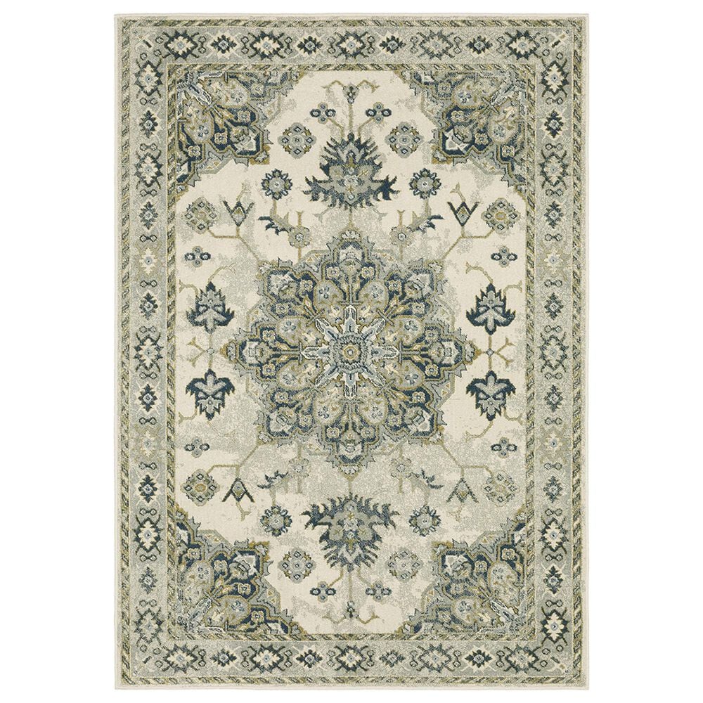 Oriental Weavers Branson Oriental 9"10" x 12"10" Ivory and Blue Area Rug, , large