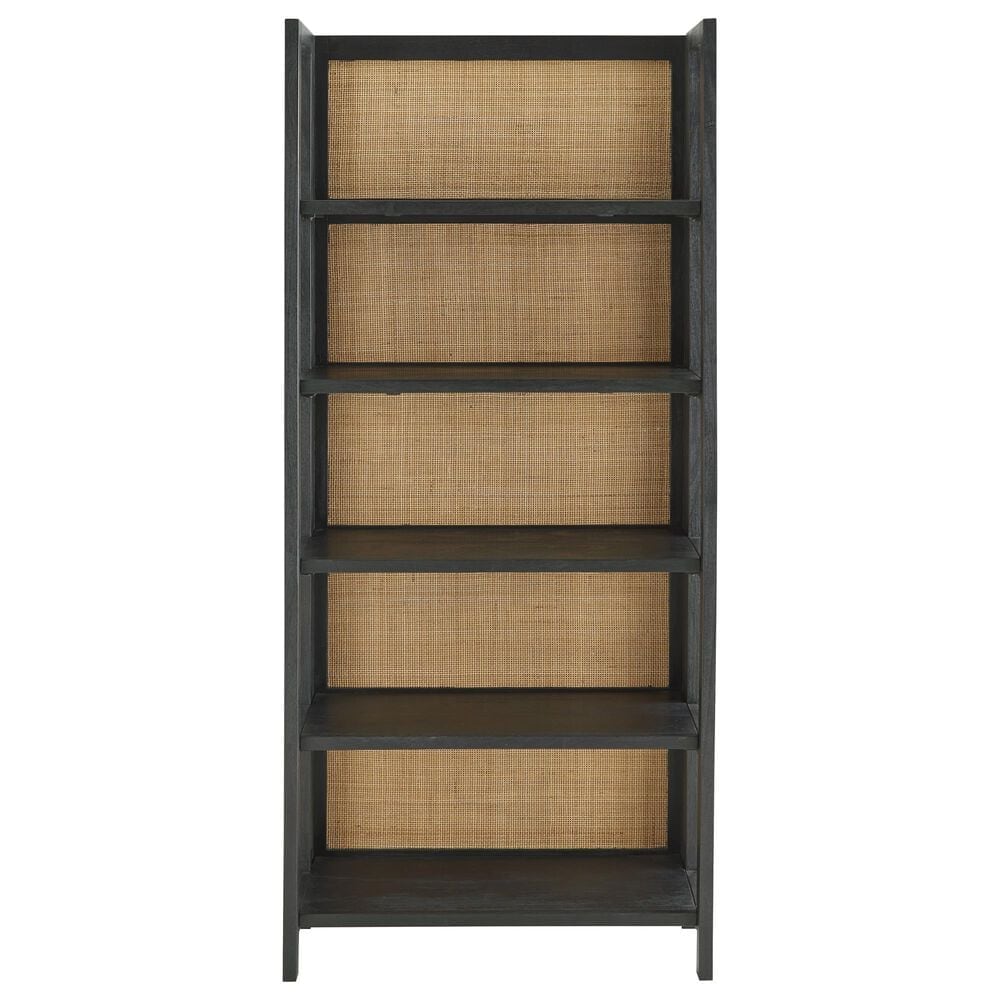 Ashley Abyard 5-Shelf Bookcase in Sandblasted Black and Natural, , large