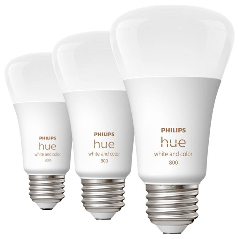 Philips Hue A19 60W LED Smart Light Bulb in White &#40;3-Pack&#41;, , large