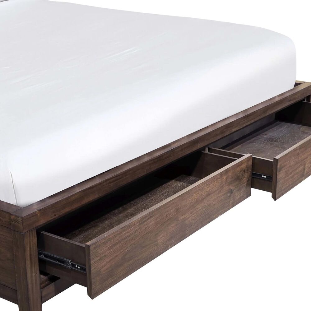 Urban Home Boracay Queen Upholstered Wingback Storage Bed in Wild Oats Brown, , large
