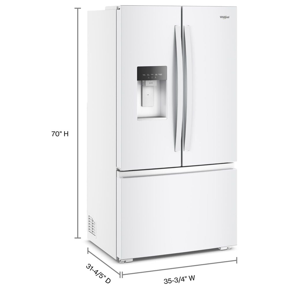 Whirlpool 23.4 Cu. Ft. Counter Depth 3-Door French Door Refrigerator in White, , large