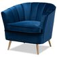 Baxton Studio Emeline Arm Chair with Brushed Gold Frame in Navy Blue, , large