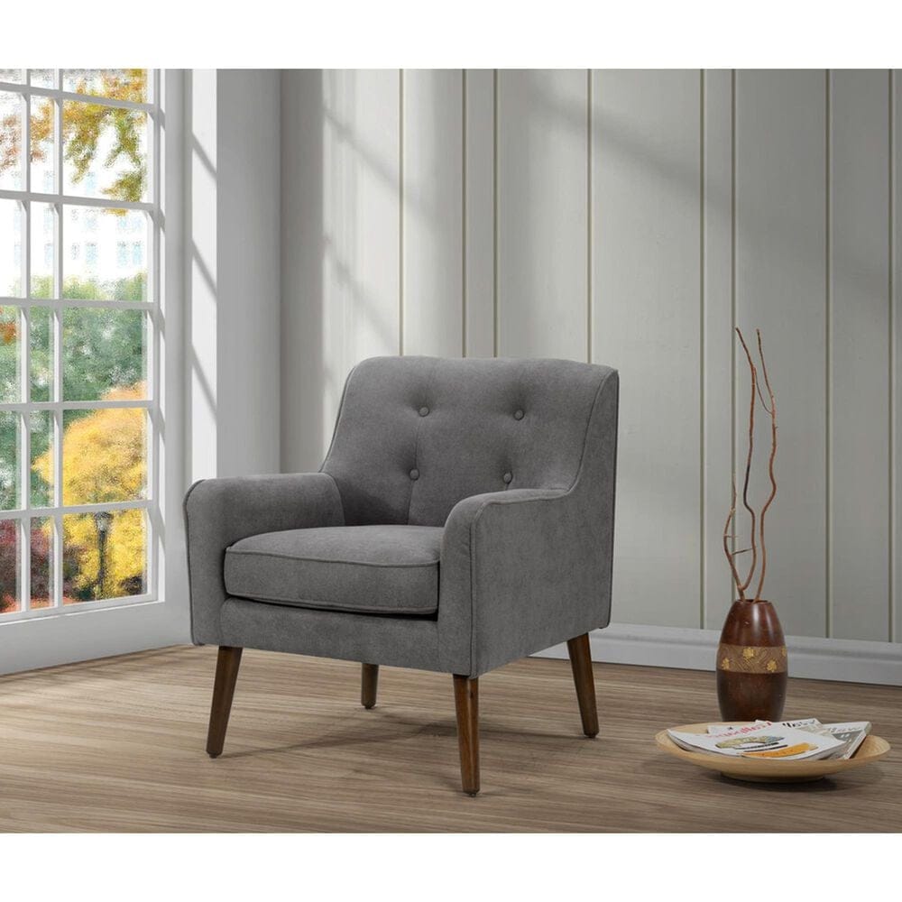 HOMLUX Tufted Back and Recessed Arm Chair in Gray, , large