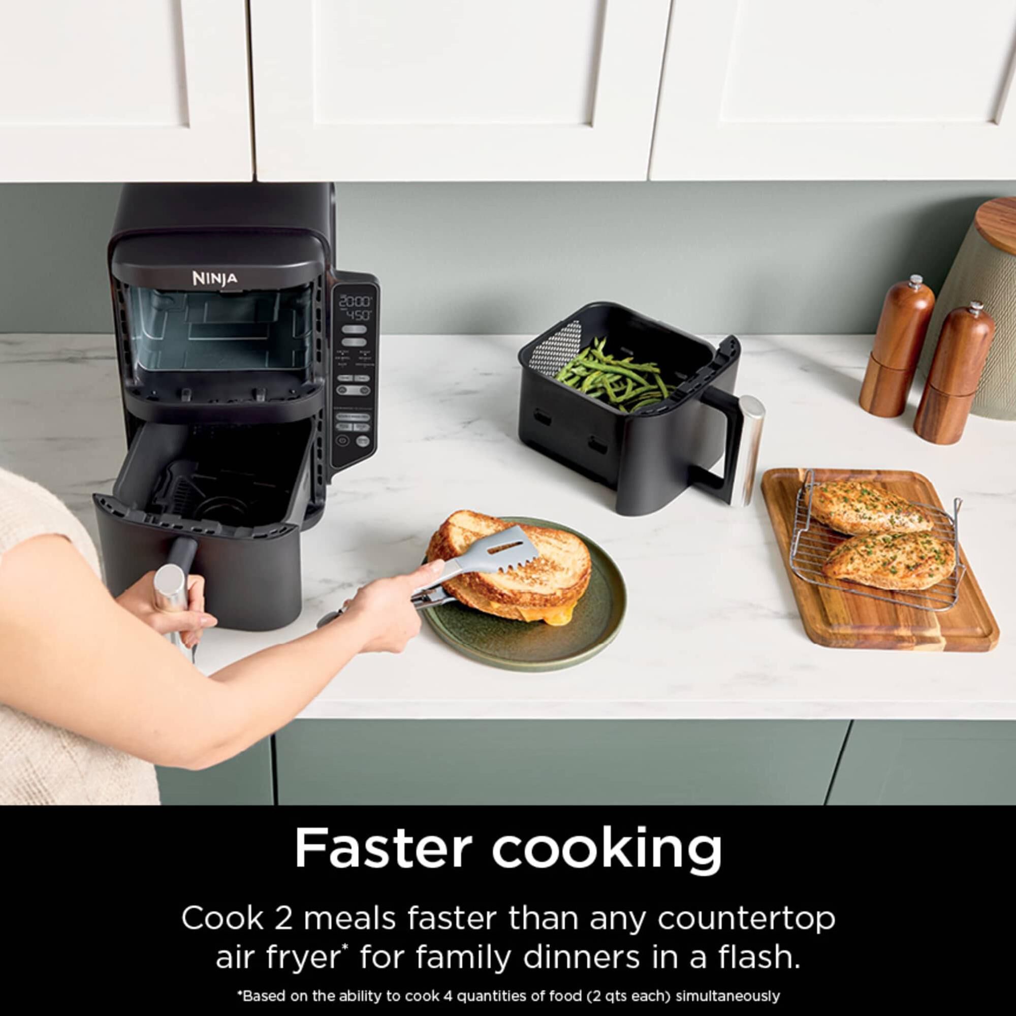 Ninja 8 Qt. 6-in-1 Air Fryer with 2-Basket in Pantone Black