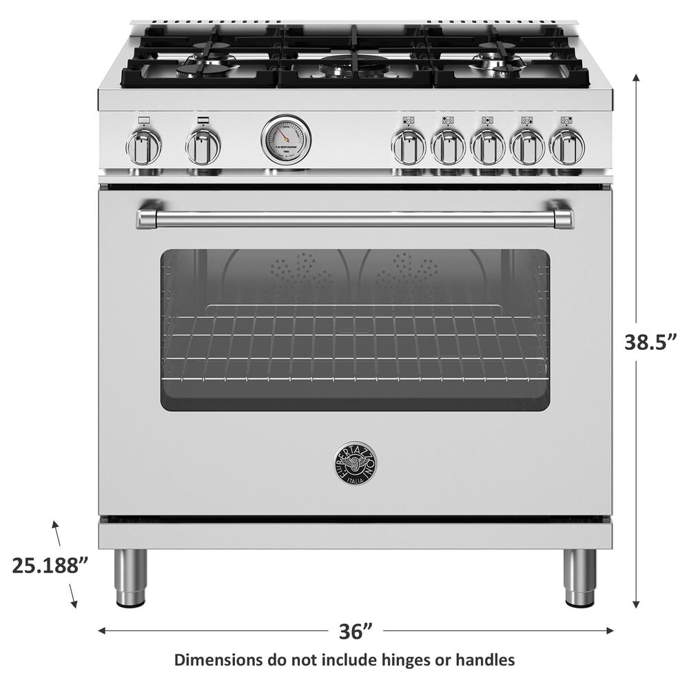 Bertazzoni Master 5.9 Cu.Ft. 5-Burner Gas Range in Stainless Steel, , large