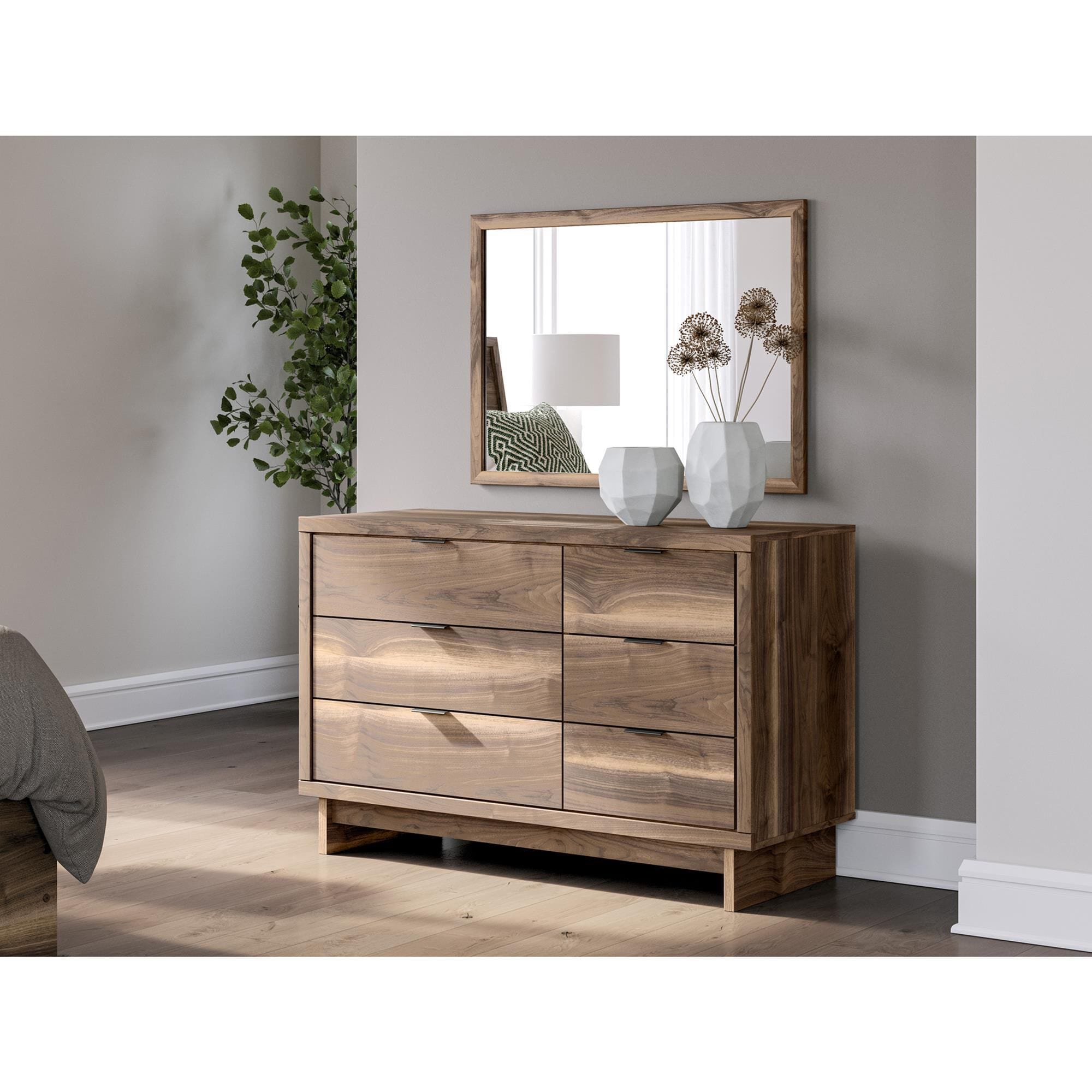 Ashley Chirason Dresser Mirror in Warm Natural Brown