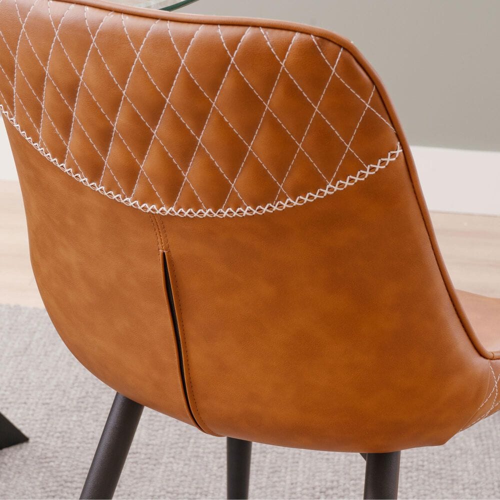 Linon Home Decor Edler Side Chair with Brown Upholstery in Black (Set of 2), , large