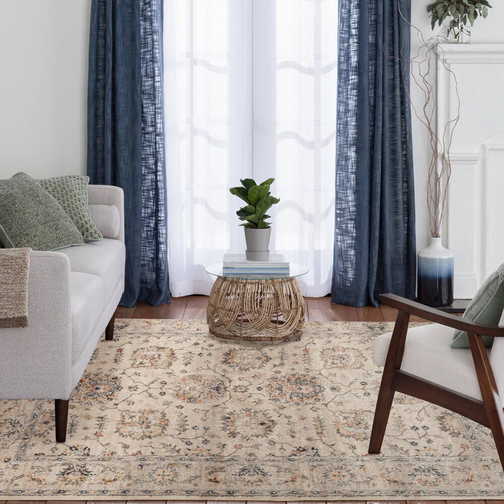 Central Oriental Minerva Roan 5&#39; x 7&#39;3&quot; Alabaster and Storm Area Rug, , large