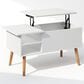 HOMLUX 2-Tier Lift Top Coffee Table in White, , large
