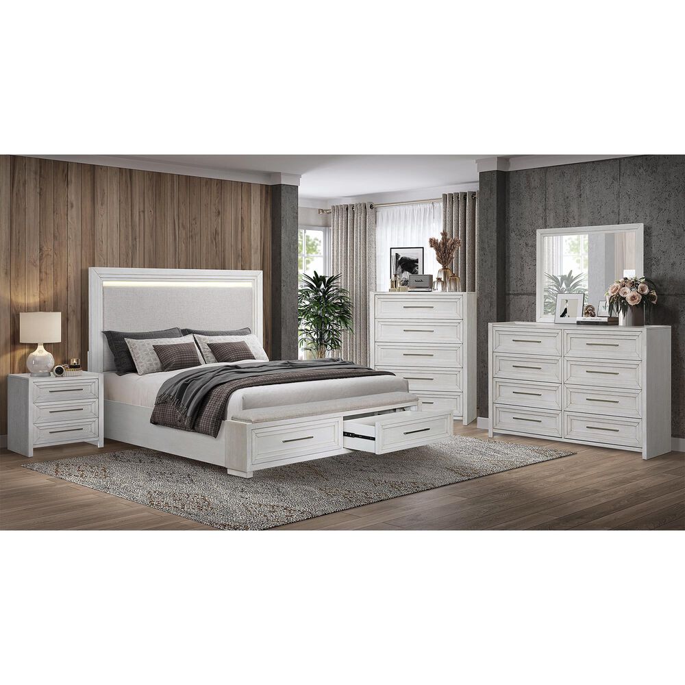 Sasha Lee Queen Storage Bed in Brushed White, , large