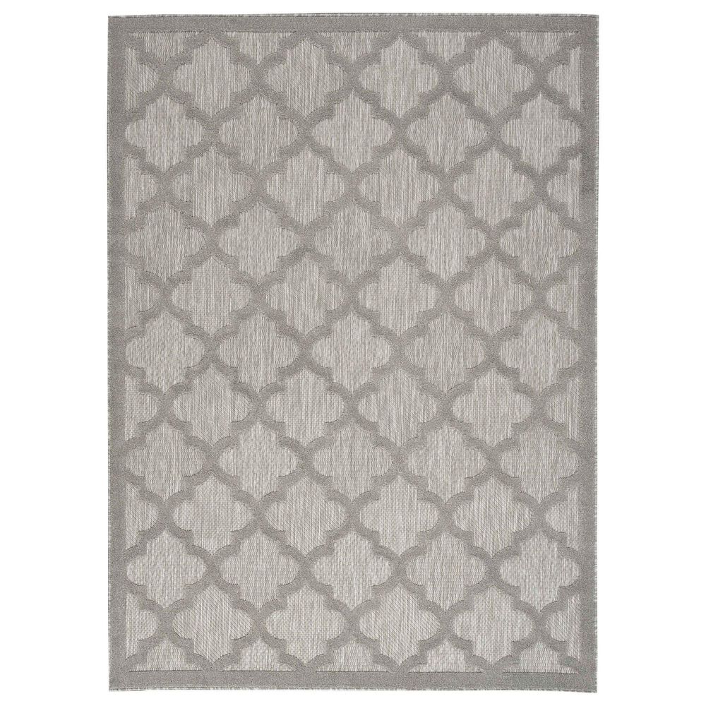 Nourison Easy Care 8" x 10" Silver Grey Indoor/Outdoor Area Rug, , large