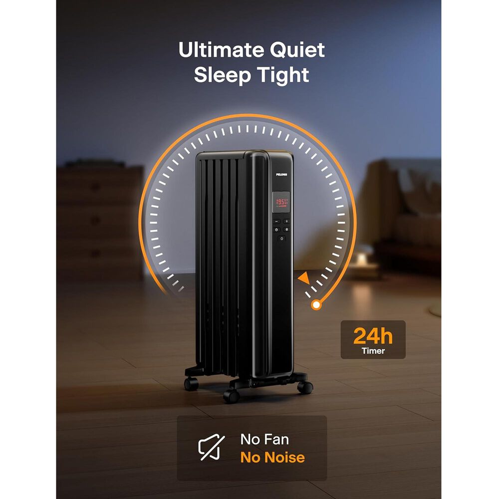 Pelonis Oil-Filled Radiant Tower Indoor Electric Heater with Thermostat and Remote, , large