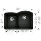 Blanco Diamond 1-3/4 Reverse Double Sink with Low Divide in Coal Black, , large