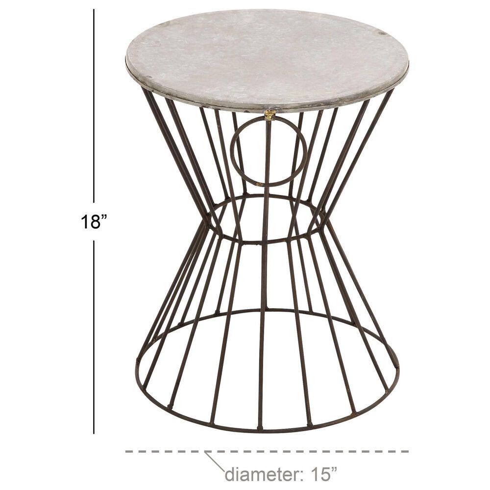 Uma Enterprises Drum Accent Table in Black and Gray, , large