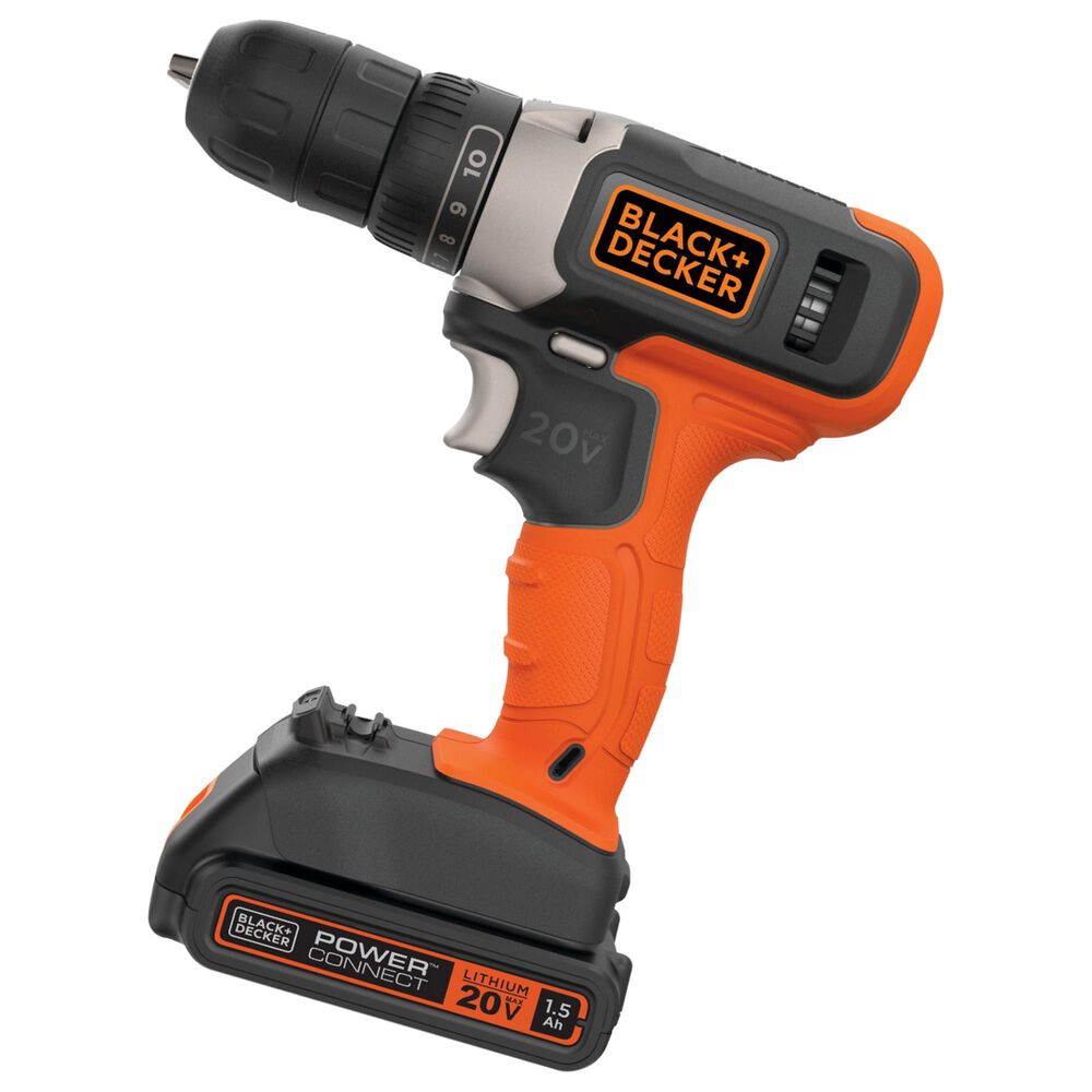Black &amp; Decker 20V Max Cordless Drill and Driver in Black and Orange, , large
