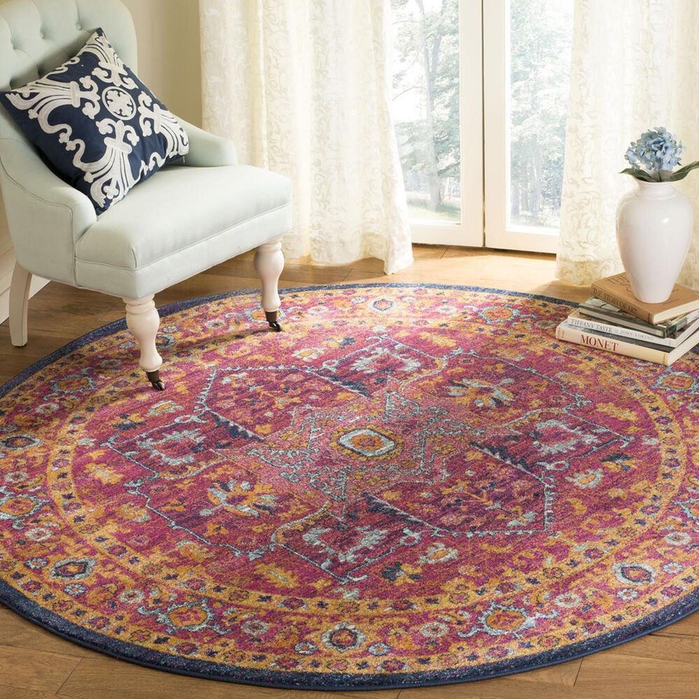 Safavieh Evoke EVK275S-5R 5"1" Round Fuchsia/Orange Area Rug, , large