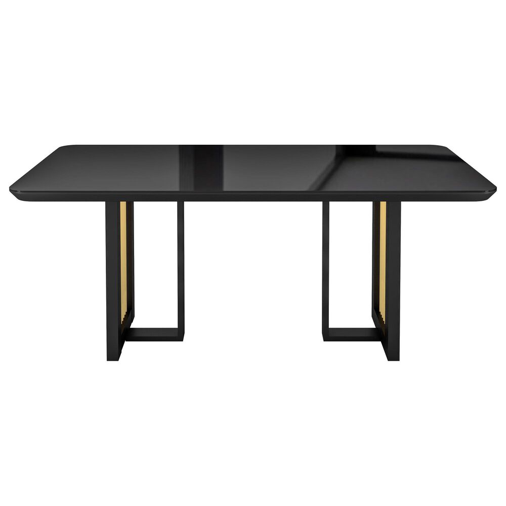 Rta Products Llc Modern Dining Table with Painted Glass Top in Black and Gold, , large