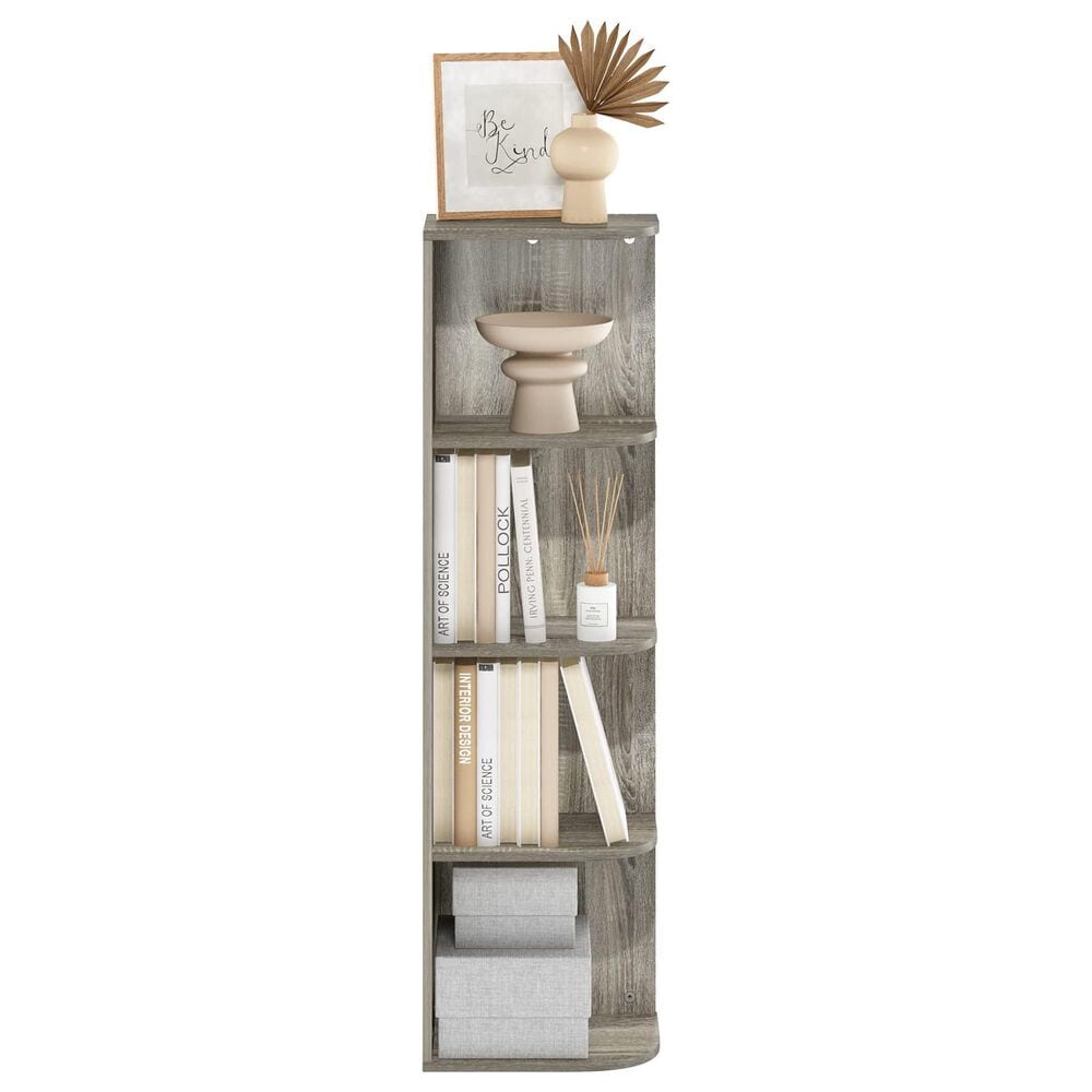 HOMLUX 4-Tier Corner Open Shelf Bookcase in French Oak, , large