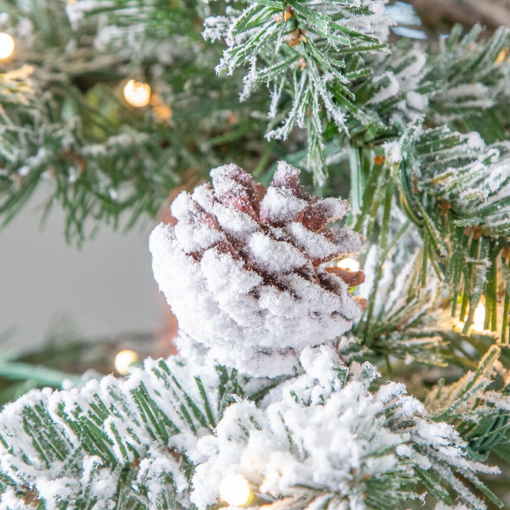 The Gerson Company 5&#39; Frosted Alpine Tree with Pinecones in Green, , large
