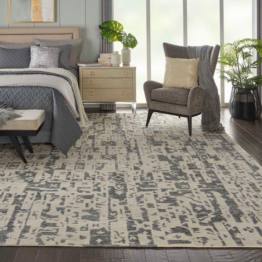 Nourison Silk Shadows 7&#39;9&quot; x 9&#39;9&quot; Ivory and Grey Area Rug, , large