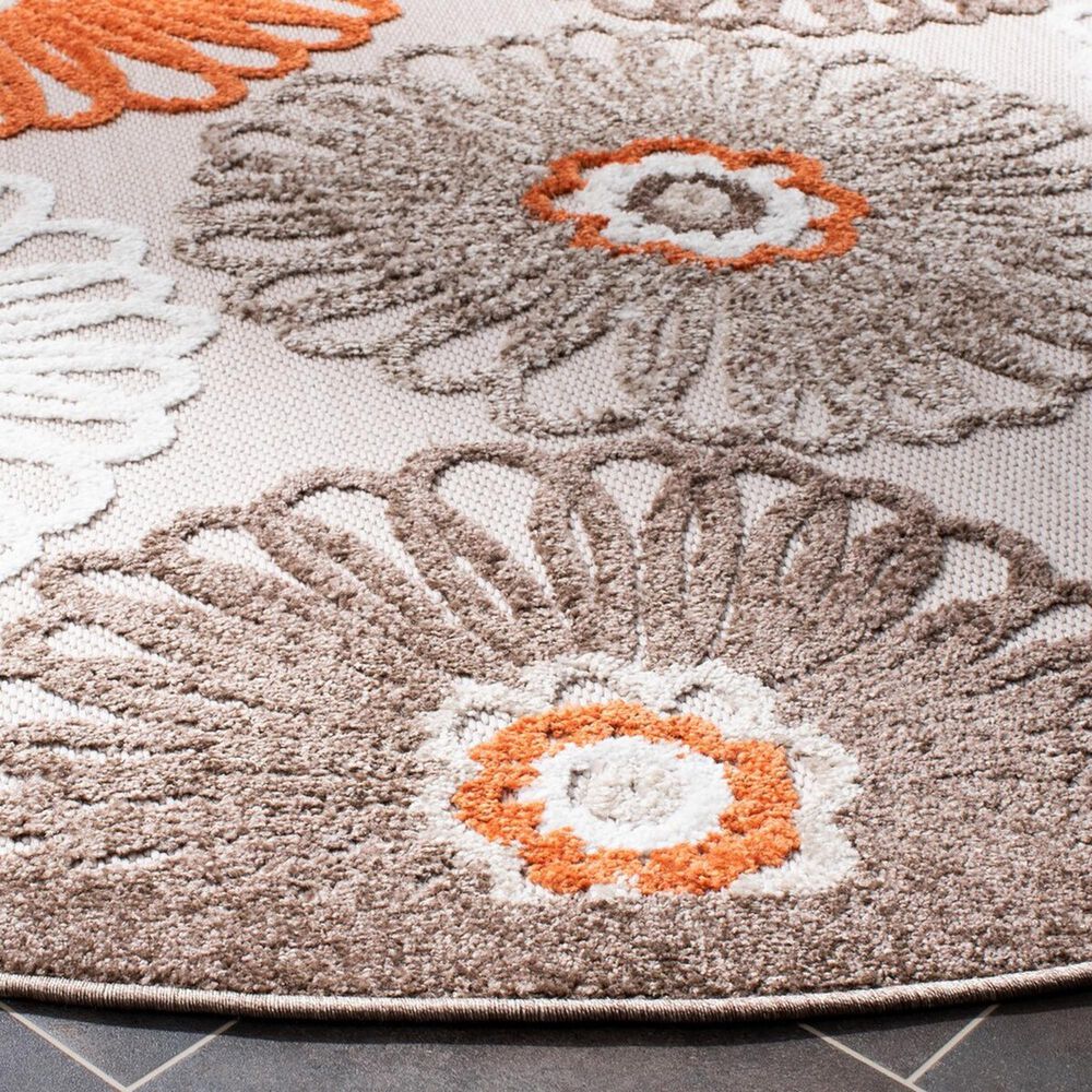 Safavieh Cabana CBN676C 6&#39;7&quot; Round Beige and Orange Indoor/Outdoor Area Performance Rug, , large