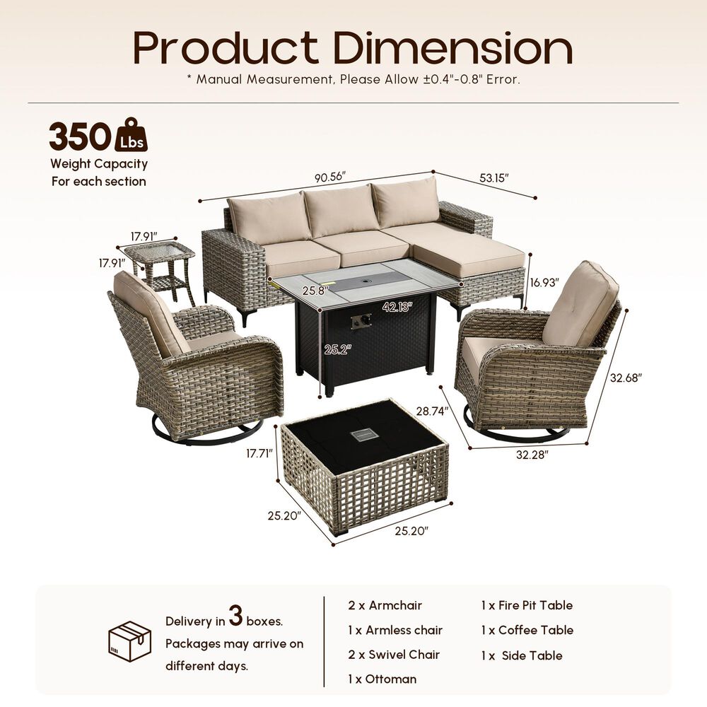 HOMLUX 9-Piece All-weather Rattan Outdoor Patio Furniture Set in Beige, , large