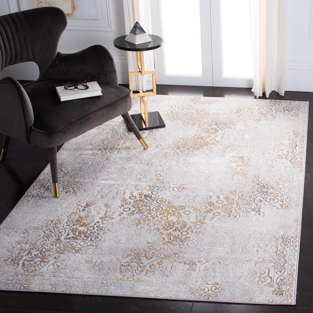 Safavieh Orchard ORC684 4&#39;5&quot; x 6&#39;5&quot; Grey and Gold Area Rug, , large