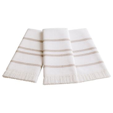 Willow & Hem Nantucket Turkish Cotton Kitchen Towel in White and Beige (Set of 3), , large