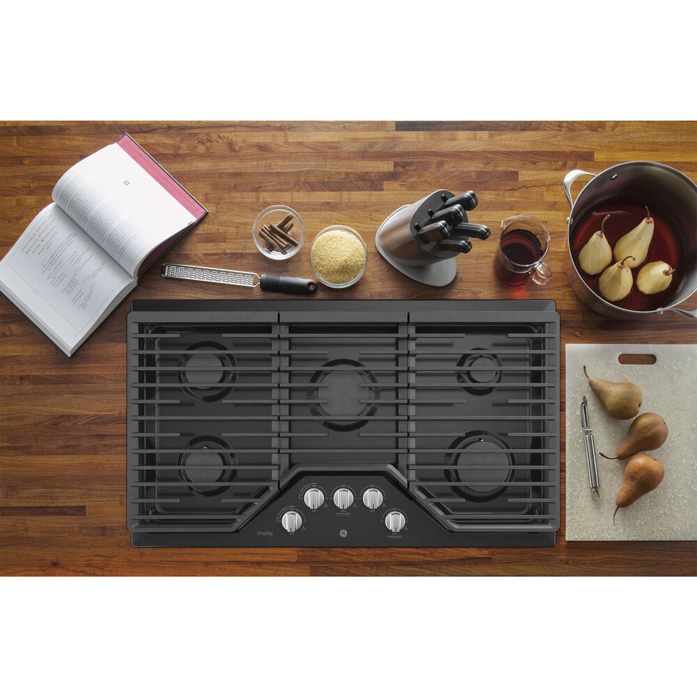GE Profile 36&quot; Built-In Gas Cooktop in Black, , large