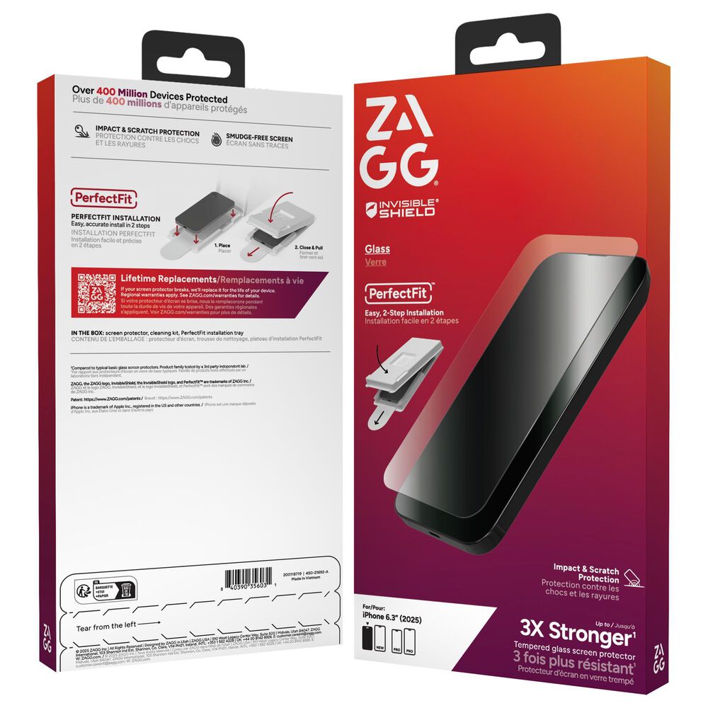 Zagg InvisibleShield Glass Screen Protector for Apple iPhone 17 in Clear, , large