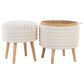 Lumisource Tray Plush 2-Piece Storage Ottoman Set in Cream, , large