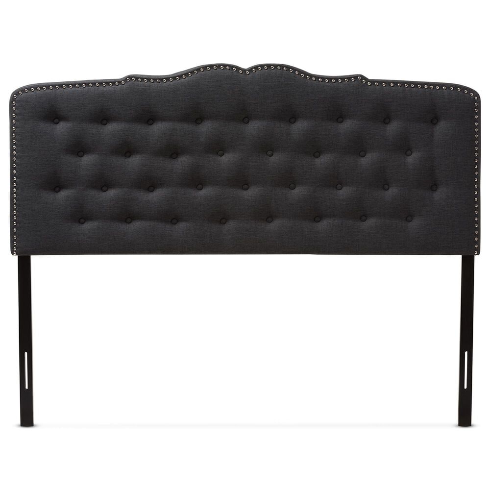 Baxton Studio Lucy Queen Panel Headboard in Dark Grey, , large