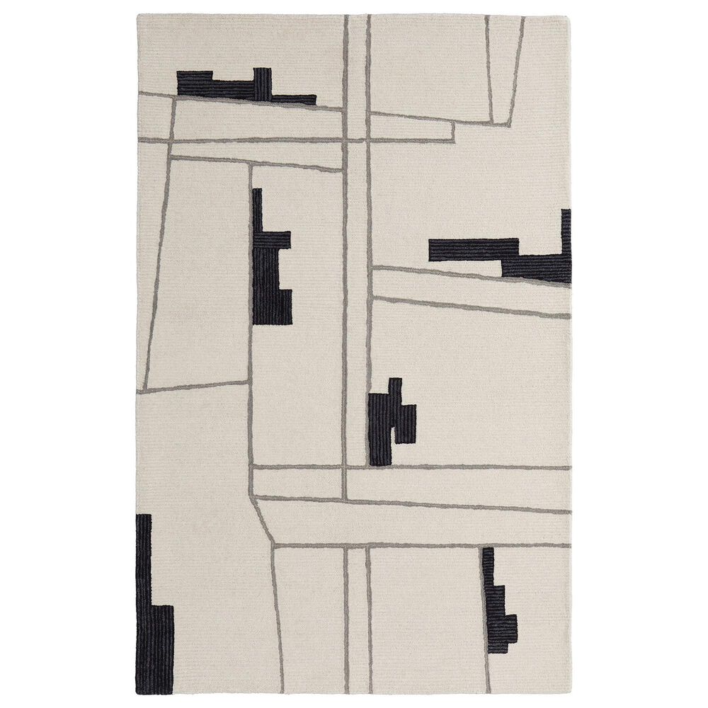 Feizy Maguire 8902F 2" x 3" Ivory and Black Area Rug, , large