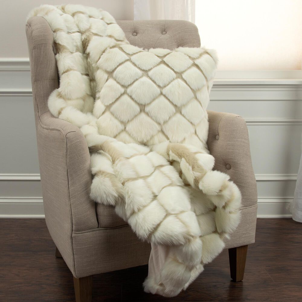 Rizzy Home Squares 50" x 60" Throw in Ivory, , large